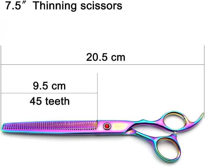 KINGSTAR 8.0in. Professional Pet Grooming Scissors Set,Titatium Plated Straight & Thinning & Curved Scissors Set with Comb,Dog Grooming,A563