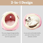 Cat Beds for Indoor Cats - Rabbit-Shaped Large Cute Cat Cave Bed,Pink XL | 17.7''Calming cat Tent house for large Cats & Small Dog,Soft Warm Plush&Removable Cushioned Pad,Machine Washable,cat Hideaway