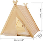 Solid Wood Cat & Dog Indoor Tent with Thick Mat, Teepee Tent & Cave Bed (Pink)