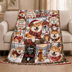Shiba Inu Christmas Throw Blanket Cute Dog Holiday Gifts 60''X80'' - Image 2
