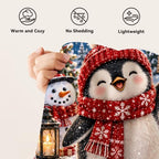 Penguin Christmas Throw Blanket Cute Snowflake Print Gifts 50''x60'' - Image 7