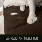 Sofa Shield® Couch Slip Covers for Dogs, Reversible Furniture Protector with Strap, Stain and Tear Resistant Cushion Cover, 70 inch Seat, Machine Washable Slipcover Pets, Cats, Chocolate Beige