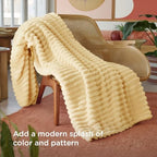 Bedsure Soft Twin XL Blanket for Bed Dorm Custard Yellow 66"x90" - Image 3