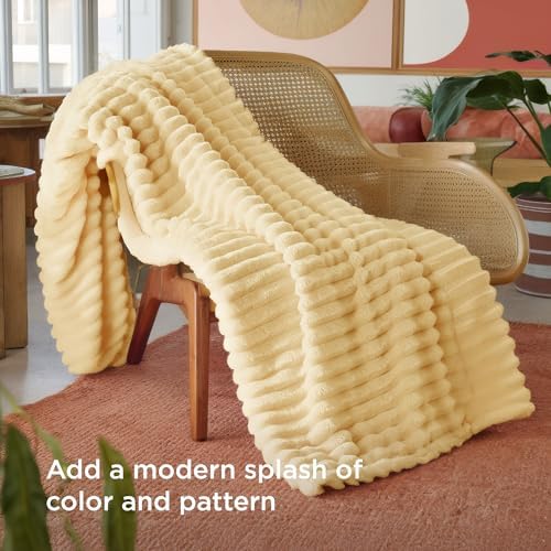 Bedsure Soft Twin XL Blanket for Bed Dorm Custard Yellow 66"x90" - Image 3