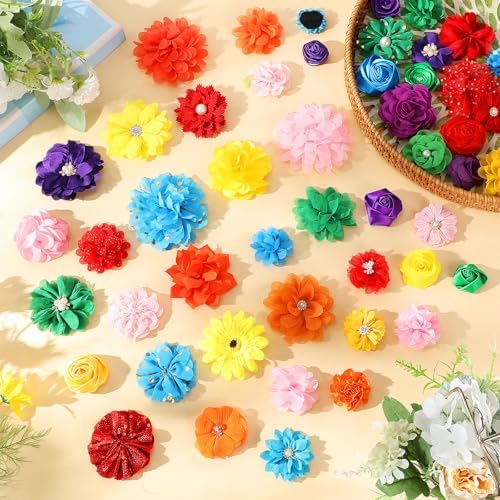 Hoteam 50 Pcs Dog Collar Flowers Bows Accessories, Multicolor - Image 4