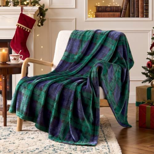 BEDELITE Christmas Fleece Twin Blanket for Couch & Bed, Blue & Green by BEDELITE