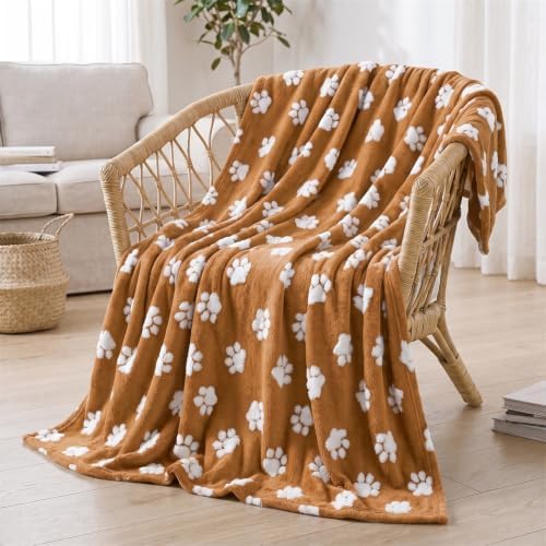 Horaldaily Caramel Dog Paw Shape 3D Textured Throw Blanket 50x60 - Image 2