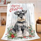 Christmas Schnauzer Blanket for Girls Women Boys Men Adults Kids Soft Cozy Fleece Dog Pet Print Throw Blankets Dog Lovers Gifts Warm Flannel Plush Lightweight Decor for Couch Bed Sofa 80"X60" by Unknown