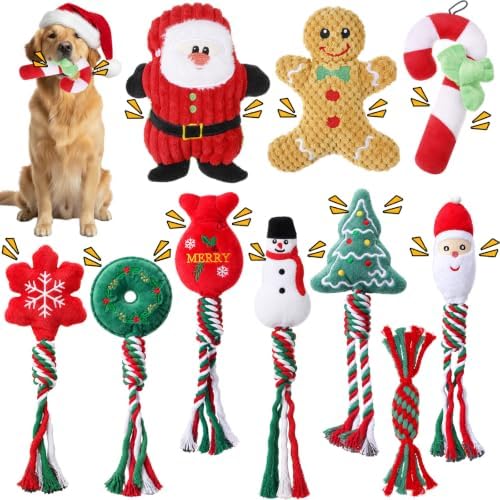 Soulchen 10 Pcs Christmas Dog Toys Plush Squeaky Puppy Toy by Soulchen