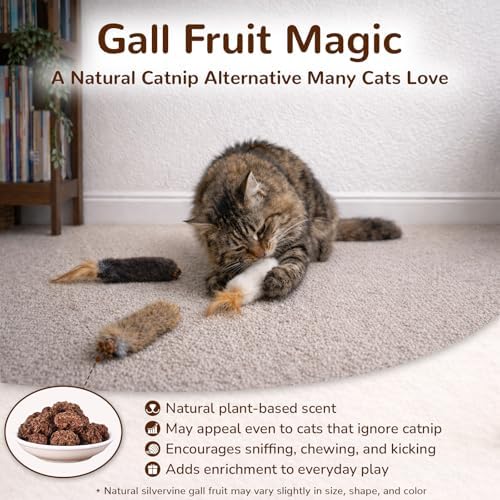 Agape Rabbit Fur Cat Toys with Catnip & Silvervine Gall Fruit, Chew Toys - Image 5