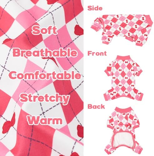 XPUDAC 4 Pack Dog Pajamas Pink Dog Clothes for Small Dogs Outfit, L - Image 6