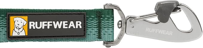Ruffwear, Switchbak Hands‑Free Dog Leash, Adjustable 2.5–7 ft, Double‑Ended Lead with Lockable Crux Clips and Sliding V‑Rings, Waist‑Worn, Over‑Shoulder or Handheld, River Rock Green