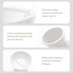 CEEFU 2-Pack Elevated Ceramic Cat Bowls Extra Wide for Food & Water | Anti Vomiting, Whisker Friendly, Shallow Food Dish and Deep Water Bowl, Lead&Cadmium-Free, Raised Height for Cats, White