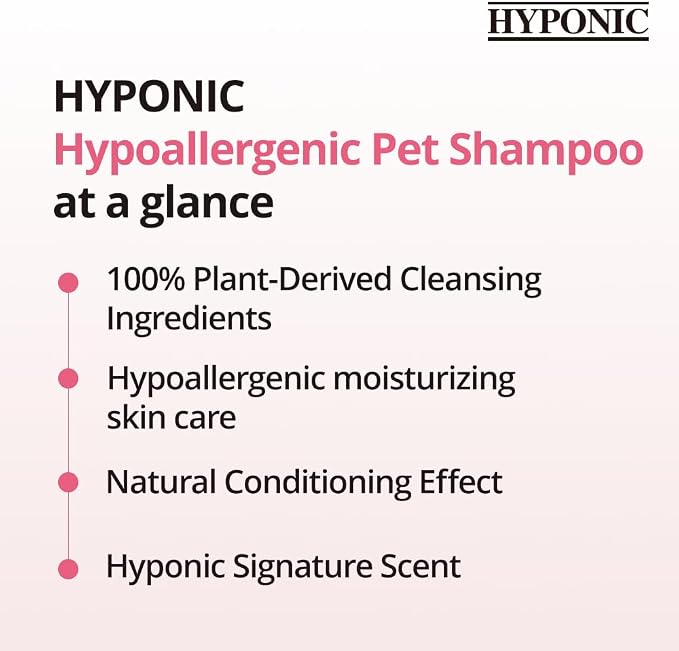 HYPONIC Hypoallergenic Premium Dog Shampoo - Deodorizing, Sensitive Skin, Detangling (All Breeds 10.1 oz)