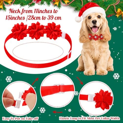 50 Pcs Christmas Dog Bow Bulk for Small Medium Dog Flower Collar Bow - Image 2