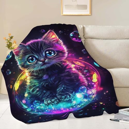 Cat Throw Blanket Cat Stuff Gifts for Kids Girls Boys Adults Women Man Soft Cozy Warm Plush Fluffy Fuzzy Fleece Blanket Decor 40''X50'' - Image 2