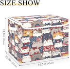 Bolaz Storage Bins with Lids and Handles,National Flag Cat Pattern Storage Box Basket with Cover Collapsible Organizer Containers for Home Closet, Shelves - Image 3