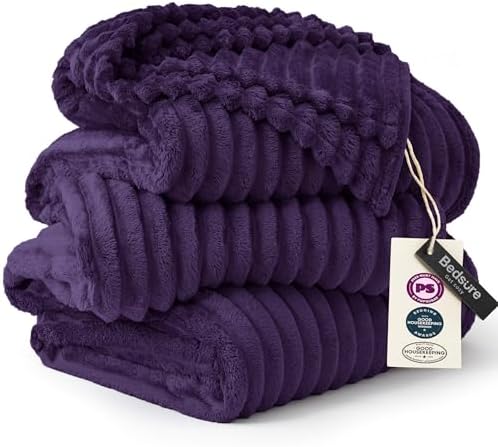 Bedsure Extra Soft Large Fleece Blanket for Bed Purple 120"x120" by BEDSURE