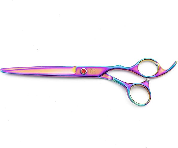 Moontay Professional 7" Dog Grooming Scissors Set 4PCS, Multicolour | Straight, Upward Curved, Downward Curved, Thinning/Blending Shears for Dog, Cat and Pets, JP Stainless Steel