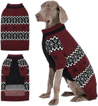 ROZKITCH Thick Dog Sweater, Matching Knit Winter Clothes with Fair Isle Pattern for Large Pets, Cozy Turtleneck Sweatshirt Outfits Outdoor Outfit Indoor Pjs DarkRed XL by ROZKITCH