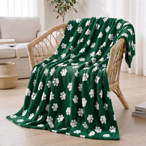 Horaldaily Christmas Green Dog Paw Shape 3D Textured Throw Blanket 60x80 - Image 2
