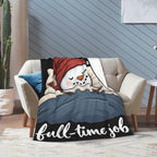 Sleepy Snowman Blanket Throw Gift for Girls Women 60"X50" - Image 2