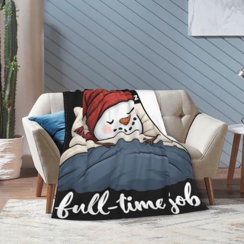 Sleepy Snowman Blanket Throw Gift for Girls Women 60"X50" - Image 2