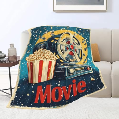 Movie Blanket Film Theater Cinema Popcorn Throw Blankets Gifts for Girls Boys Kids Movie Lover Soft Cozy Fleece Plush for Couch Sofa Bed 60"x50" - Image 2
