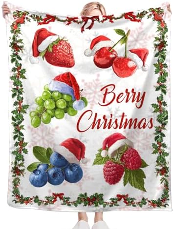 Berry Fruit Blanket for Girls Women Adults Kids Soft Cozy Fleece Funny Christmas Strawberry Blueberry Grape Throw Blankets Gifts Warm Flannel Plush Lightweight Decor for Couch Bed Sofa 60"X50" - Image 6