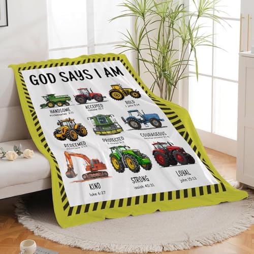 Tractor Throw Blanket Farm Tractor Stuff Gifts for Kids Girls Boys Adults Women Man Soft Cozy Warm Plush Fluffy Fuzzy Fleece Blanket Decor 60''X80'' by Fuzawet