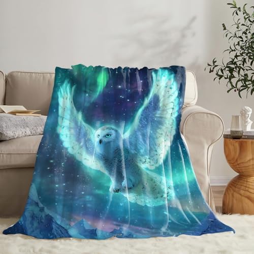 Snowy Owl Blanket for Girls Women Boys Men Adults Kids Soft Cozy Fleece Aurora Owls Bird Throw Blankets Gifts Warm Flannel Plush Lightweight Decor for Couch Bed Sofa 50"X40" - Image 6