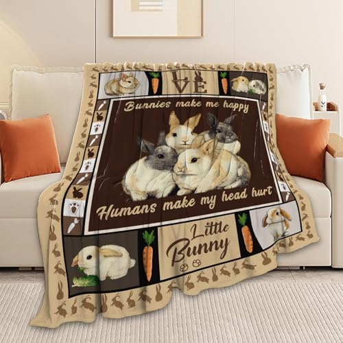Bunny Throw Blanket Rabbit Bunny Stuff Gifts for Kids Girls Boys Adults Women Men Soft Cozy Warm Plush Fluffy Fuzzy Fleece Blanket 50''X60'' - Image 4