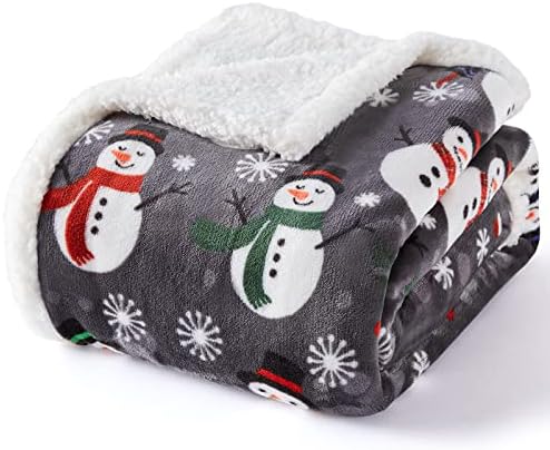 Touchat Sherpa Christmas Throw Blanket, Fuzzy Fluffy Soft Cozy Blanket, Fleece Flannel Plush Microfiber Blanket for Couch Bed Sofa (50" X 60", Snowman) - Image 2