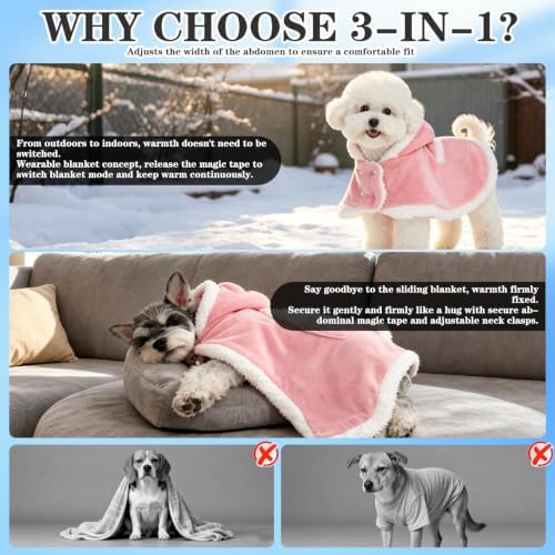 EXPAWLORER Dog Winter Coat with Hat - Fleece Flannel Warm Pet Cloak Cape - Image 6