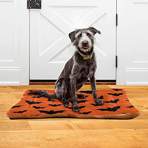 Happy Halloween Dog Bed Mat for Large Dog Puppy Cat Kitten, Halloween Bats Pattern Ultra Soft Pet Bed Mattress for Crate with Anti-Slip Washable, Orange, 24 x 36 Inches - Image 6