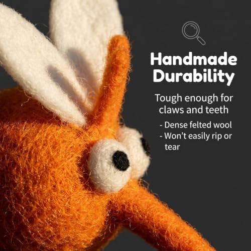 Glaciart One Catnip Cat Toys for Indoor Cats, 5 Handmade Wool Felt Mosquito Bug Toys, Natural Interactive Kitten Toys - Image 6