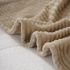 Puncuntex Fleece Throw Blanket Khaki 60"×80" with Square Grid Design - Image 5