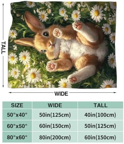 Rabbit Blanket Bunny Hare Throw Stuff Gifts for Kids Girls 50"x40" - Image 2