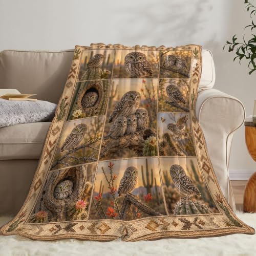 Desert Elf Owl Throw Blanket Gifts for Girls Women 80"X60" - Image 2