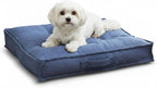 Indoor Dog Bed with Removable Washable Cover, Soft Basketweave Fabric, Reversible Cushion, Carry Handle, Baffle Construction to Help Prevent Fill Shifting, Cobalt - Small (24"x24")