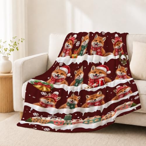 Christmas Fox Throw Blanket Snowy Woodland Holiday Gifts 50''x60'' - Image 3