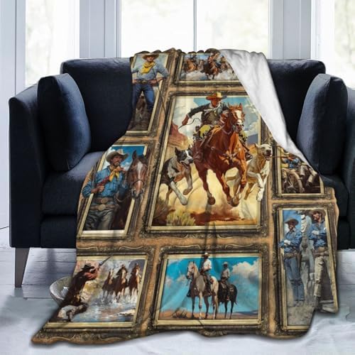 Western Cowboy Blanket for Girls Women Boys Men Adults Kids Soft Cozy Fleece Country Wild West Throw Blankets Gifts Warm Flannel Plush Stuff Lightweight Decorative for Couch Bed Sofa 60"X50" - Image 5