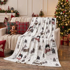 Horaldaily Christmas Black Red Snowman Pine Flannel Throw Blanket 60x80 by Horaldaily