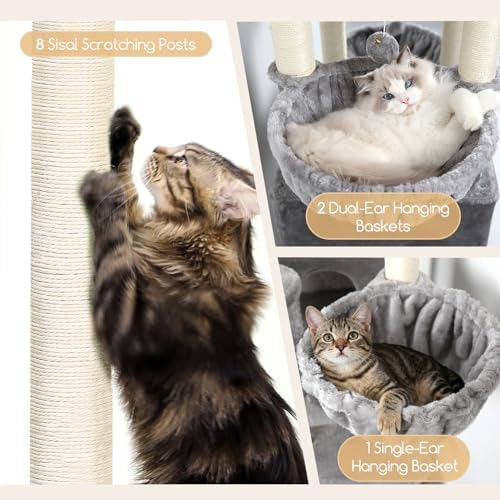Globlazer 82in Extra Large Cat Tree Tower for Indoor Cats Large Adult, S82 - Image 4