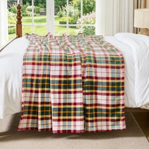 BEDELITE Tartan Plaid Fleece Twin Blanket for Couch, Christmas, 60"x80" - Image 3