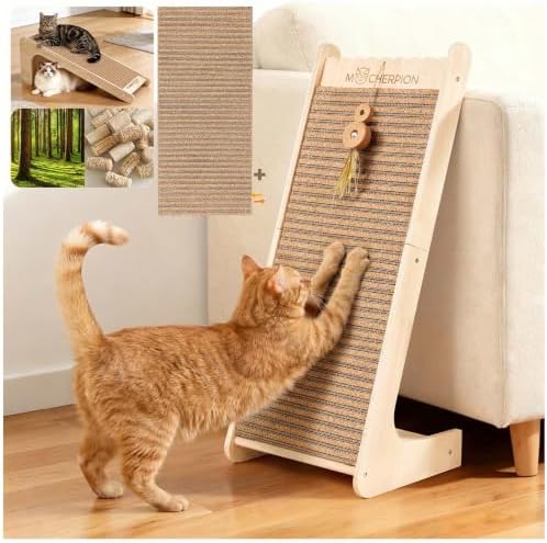 Cork Cat Scratch Cardboard-cat Scratching Post with Replaceable pad-Cat Scratcher Pad for Indoor-Cat Ramp-Cat Furniture Protect Sofa-Prevent Cats from Scratching Furniture-Eco-1 Frame & 2 Pads by Unknown