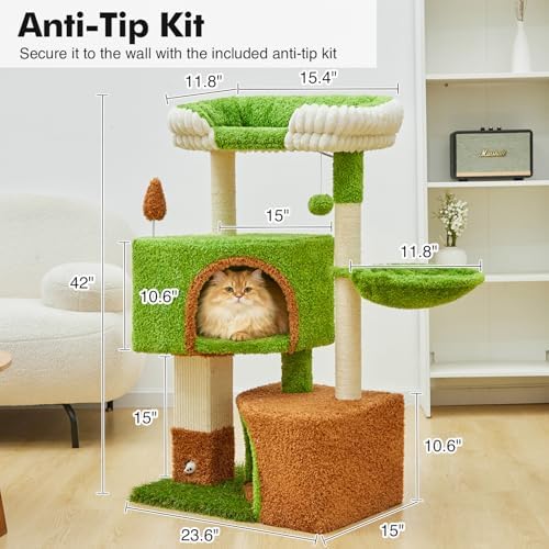 WOOCHPET Large Cat Tree with Condos and Hammock Tall Cat Tower - Image 2