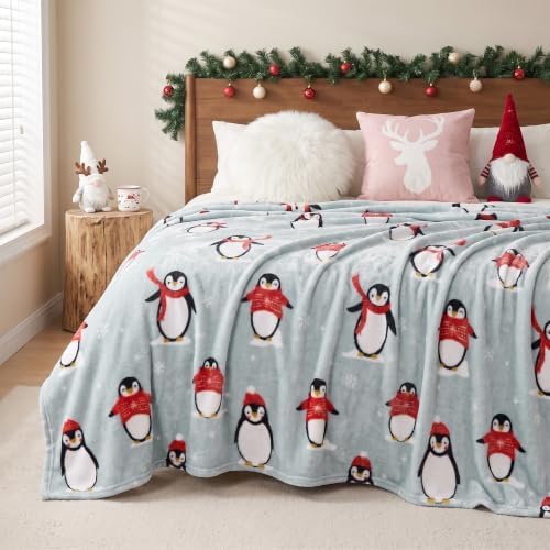Gogreen Christmas Fleece Throw Blankets for Couch & Bed - Lightweight Plush Cozy Fuzzy Soft Blankets and Throws for Sofa, Christmas Penguin, 50x60 Inches - B - Image 3