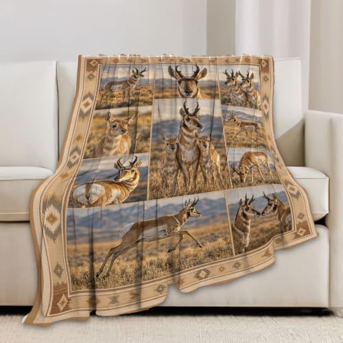 Pronghorn Blanket, Wildlife Throw Gifts for Adults Kids60 X50 - Image 6