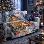 Neasow Christmas Throw Blanket, Cabin and Snowman Christmas Eve Design Soft Fuzzy Cozy Flannel Blanket Gift for Family and Friends Home Sofa Couch Chair Decorative 50x60 Inch - Image 3